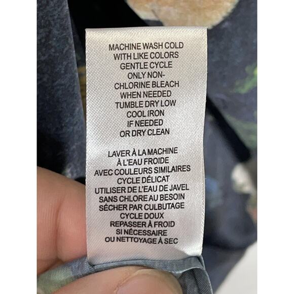 Elie Tahari Shirt Womens 1X Black Floral Button Front Long Sleeve Blouse Plus - Picture 8 of 10